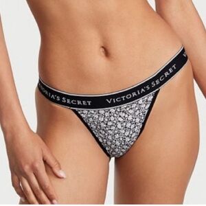 VICTORIAS SECRET LOGO WAISTBAND STRETCH COTTON TANGA BIKINI PANTY UNDERWEAR. NWT